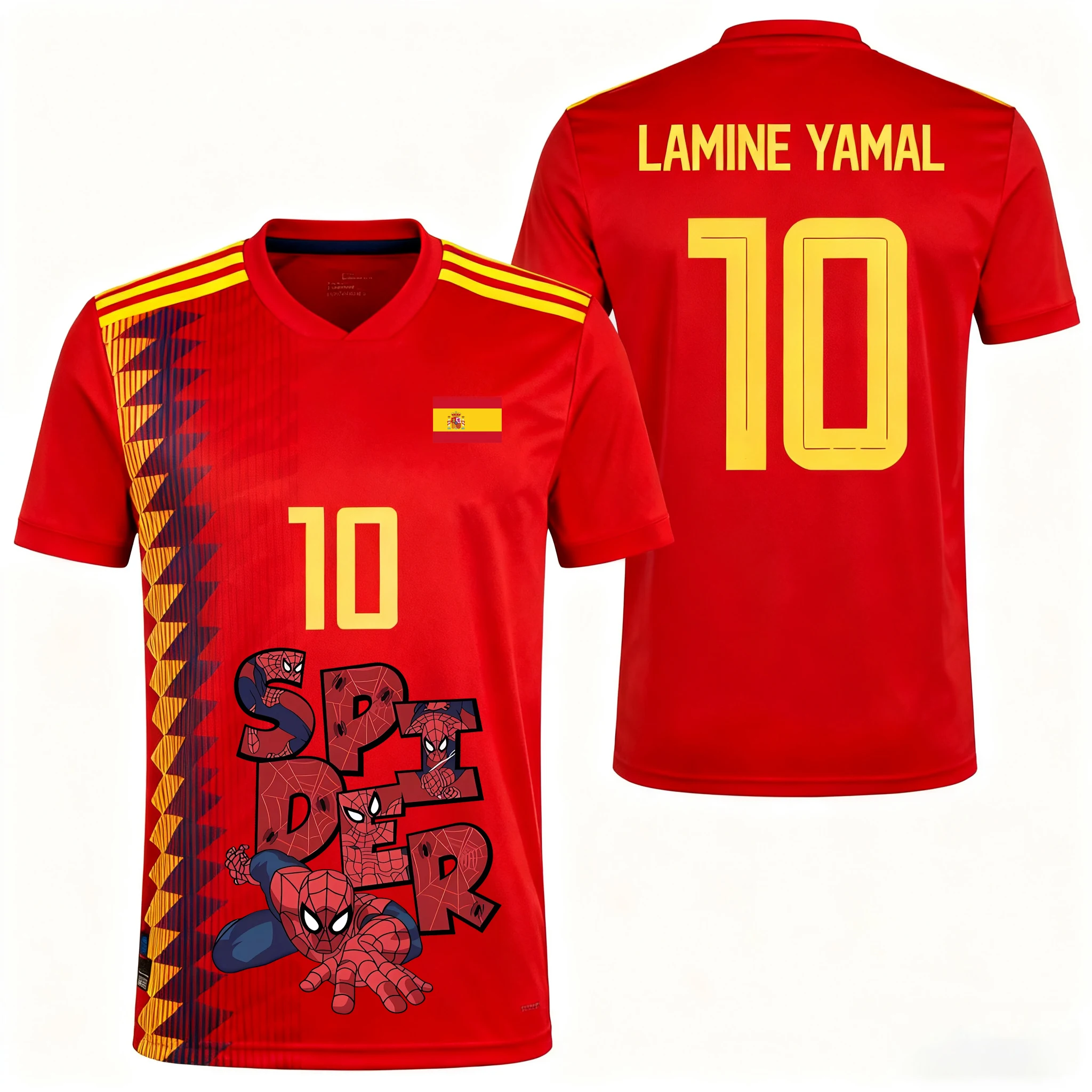 Spider-man printed Yamal No. 10 football jersey Autumn Sports Leisure Dry Quickly Men's T-Shirt Kid's Clothing Tee Y2k Woman
