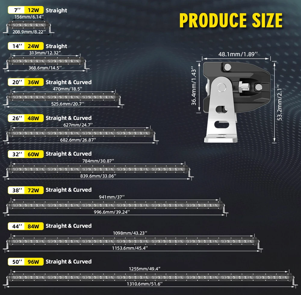 HL 20/26/32/38/44/50 pollici LED Light Bar curvo singola fila 6D proiettore Len Spot Flood Combo Beam luce di guida per camion fuoristrada