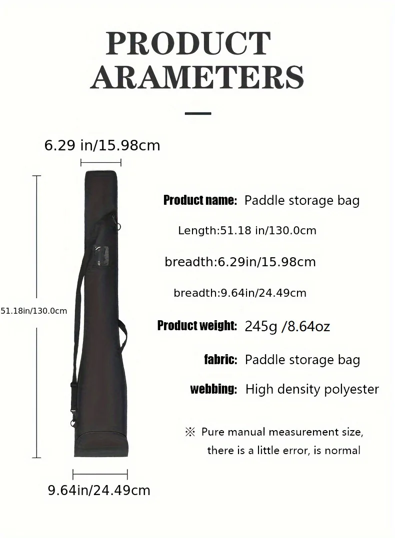 Double-headed carbon fiber paddle bag portable shock-absorbing kayak surfboard paddle storage bag dragon boat paddle backpack