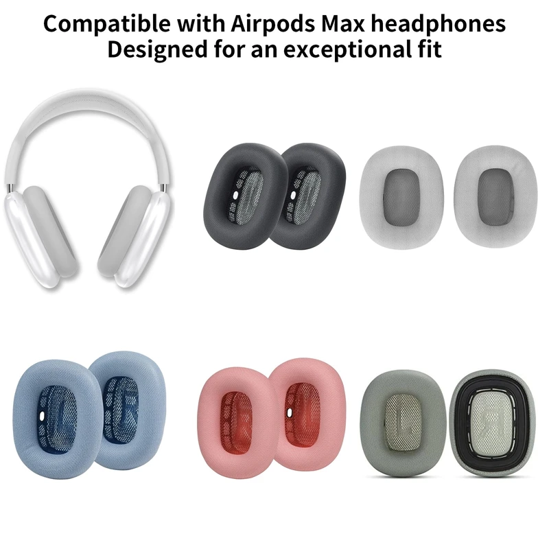 For Apple Airpods Max Headphones Sponge Cover Earmuffs Multifunctional 1 Pair of Ear Pad Accessories,Silver Gray