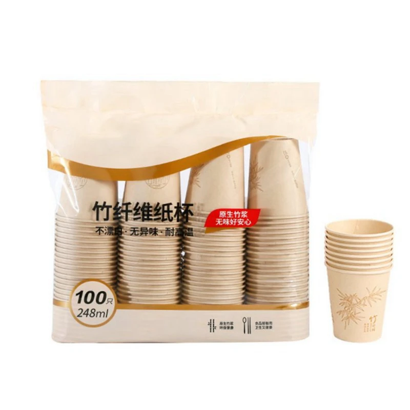 100PCS 8OZ Kraft Paper Cups Brown Disposable Paper Coffee Cups Unbleached Paper Cups for Hot/Cold Beverage Party Home Office