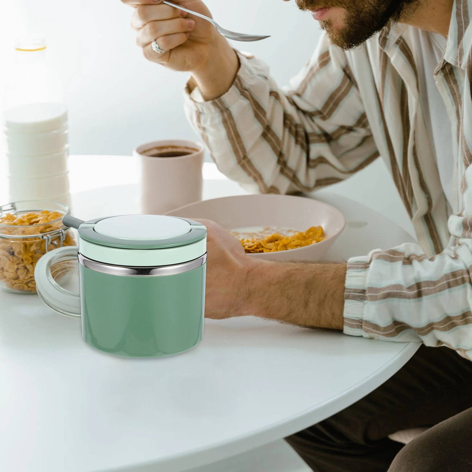 

Soup Mug Breakfast Cup Insulated Container Oatmeal Sealed Leak Proof Travel Wide Mouth Anti Slip Easy Cleaning Stainless Steel