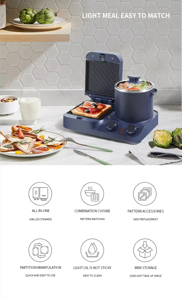 Многофункциональная электрическая машина для приготовления завтрака 3-в-1, тостер, духовка с пластиковым корпусом, предметы первой необходимости для завтрака 3-в-1