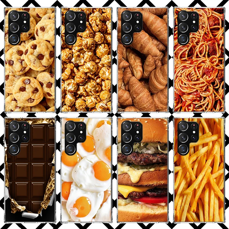 French Fries Burger Pizza Phone Case for Samsung Galaxy S26 S25 Edge S24 S23 Ultra S22 Plus S21 FE S20 + Soft Cover Print Fundas