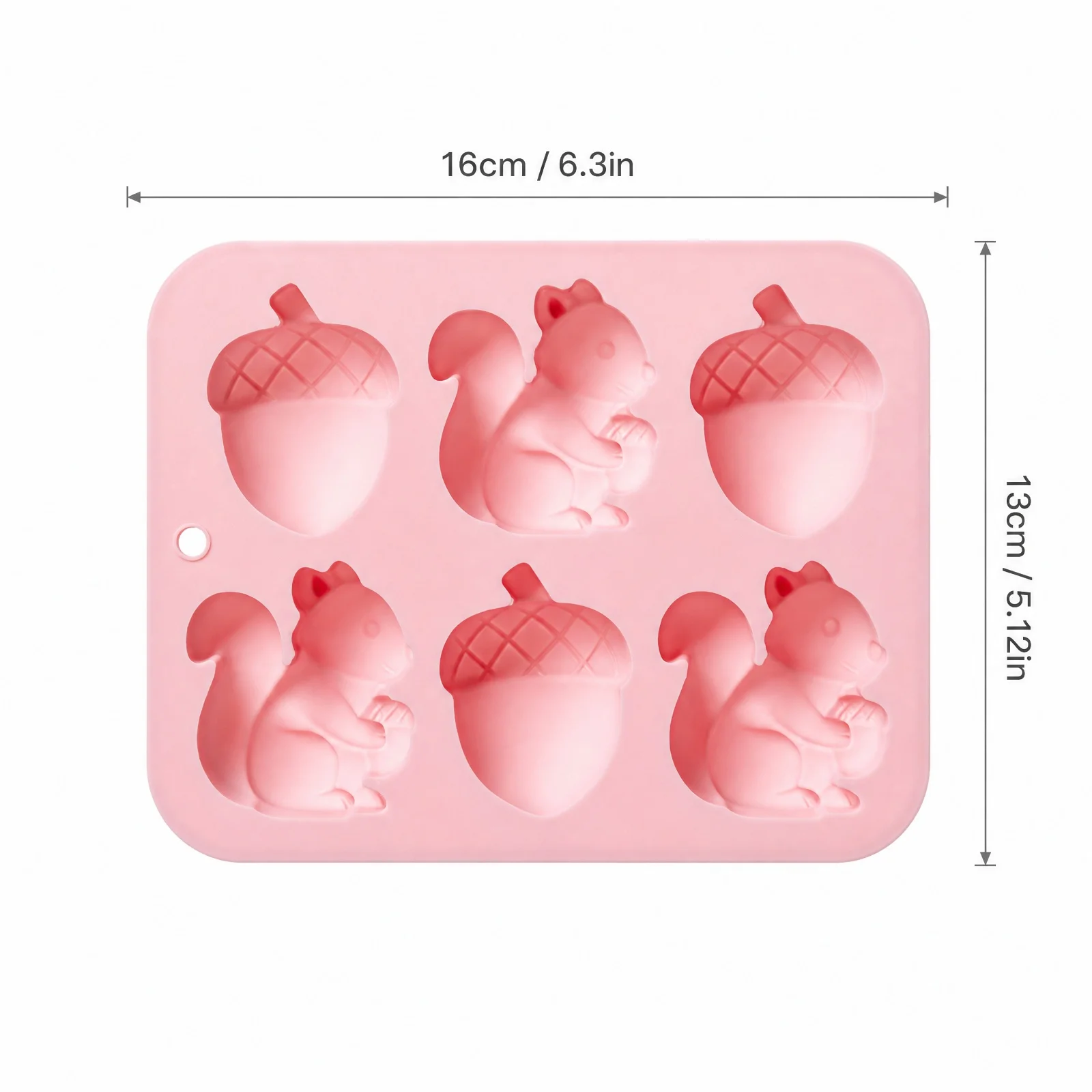 6-Cavity Squirrel Acorn-Shaped Cake Mold for Autumn Harvest Festival Ice Cube and Chocolate Silicone Mold Baking Tools ﻿
