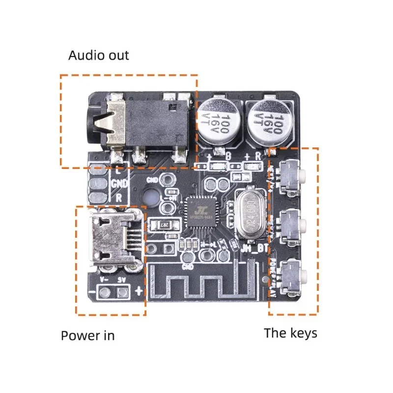 

PCB board with buttons version 5.0 3.5 stereo output Bluetooth audio receiver