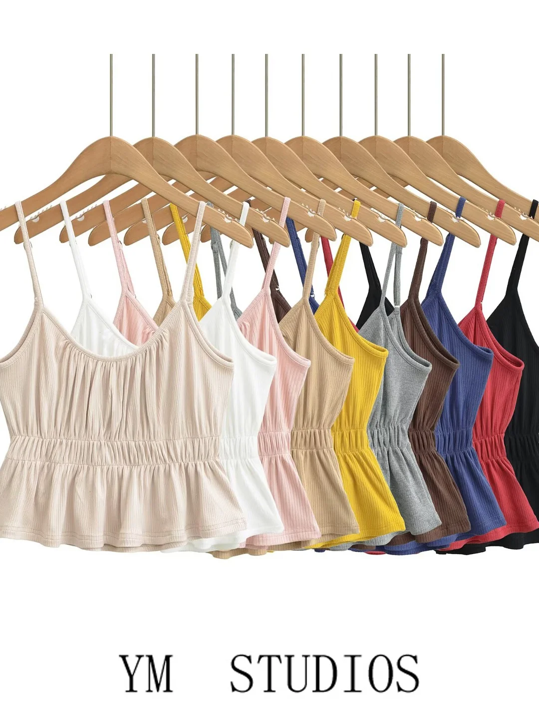 Women's Elastic Waist Halter Neck Vest Pure Desire Pleated Short Style with Puff Sleeves And Lace Trim to Enhance Chest Size