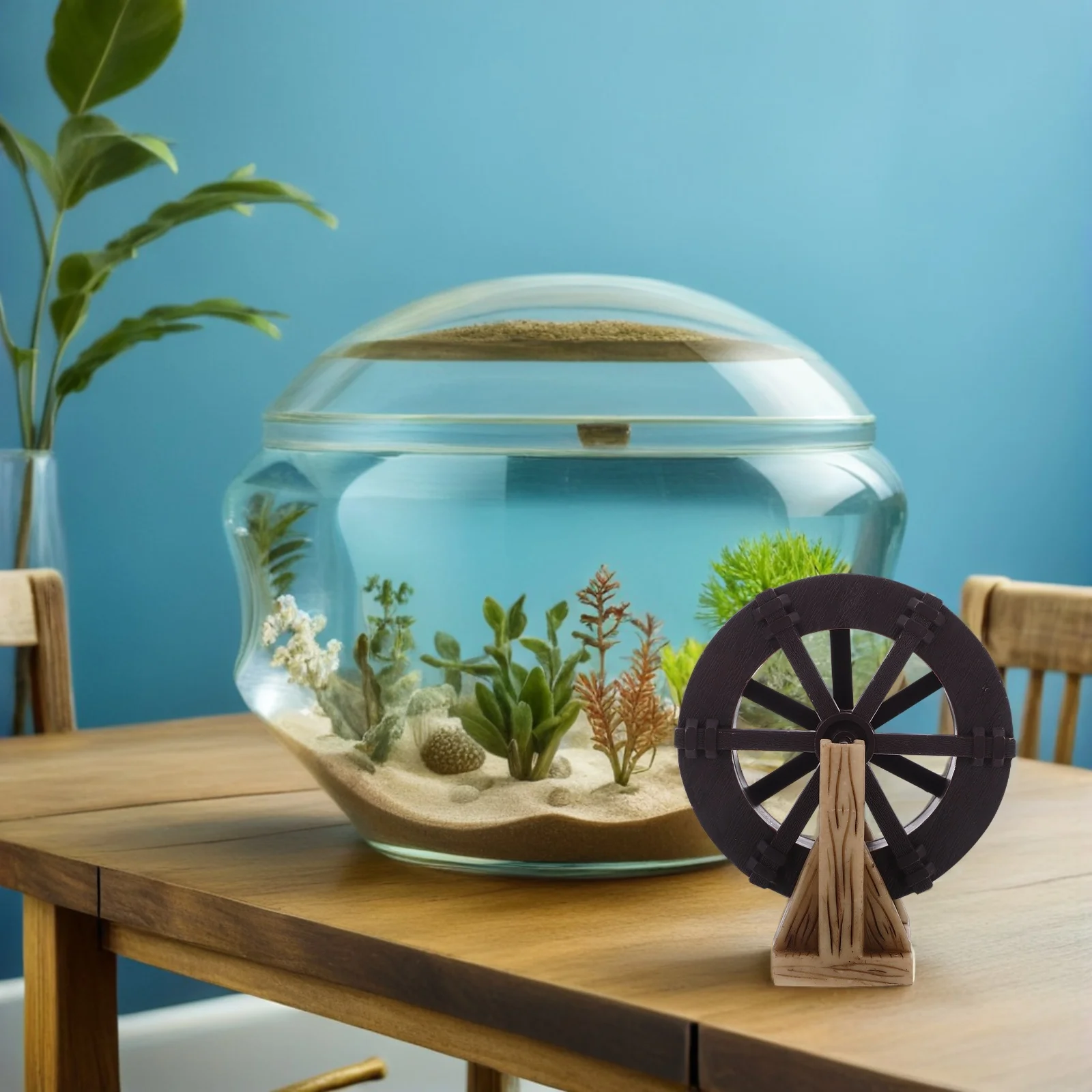 

Rotating Feng Shui Mini Water Wheel Fountain Ornament for Desktop Aquarium Fish Tank Waterfall Micro Landscape Decor