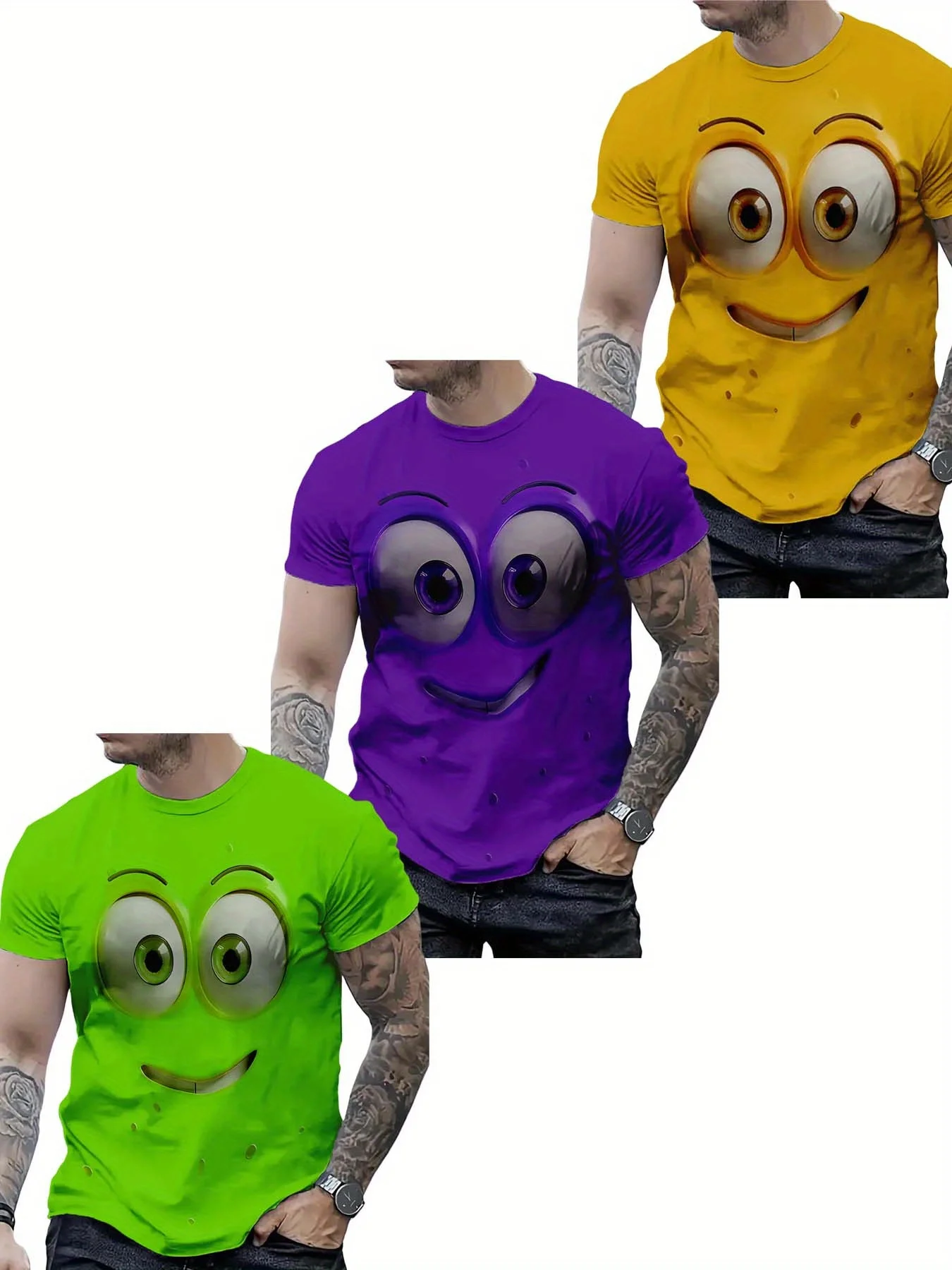 

3PCS Cartoon Animation Fashion T-Shirt Lightweight Casual Quick Drying Sports Short Sleeve Suitable for Normal and Plus-Size