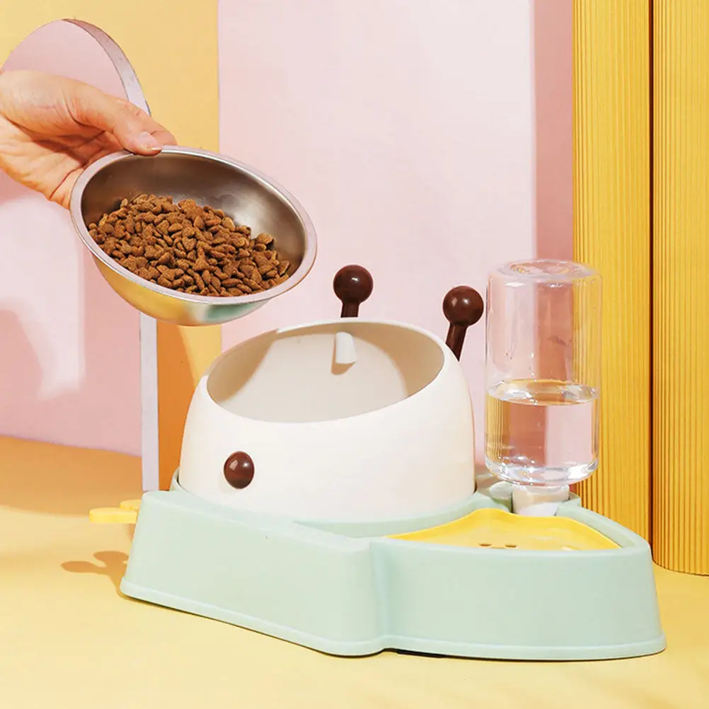 

Двойная миска-кормушка для кошек и собак премиум-класса, разборная, для еды и воды, портативная, легкая, для мелких пород собак и кошек, с защитой от опрокидывания