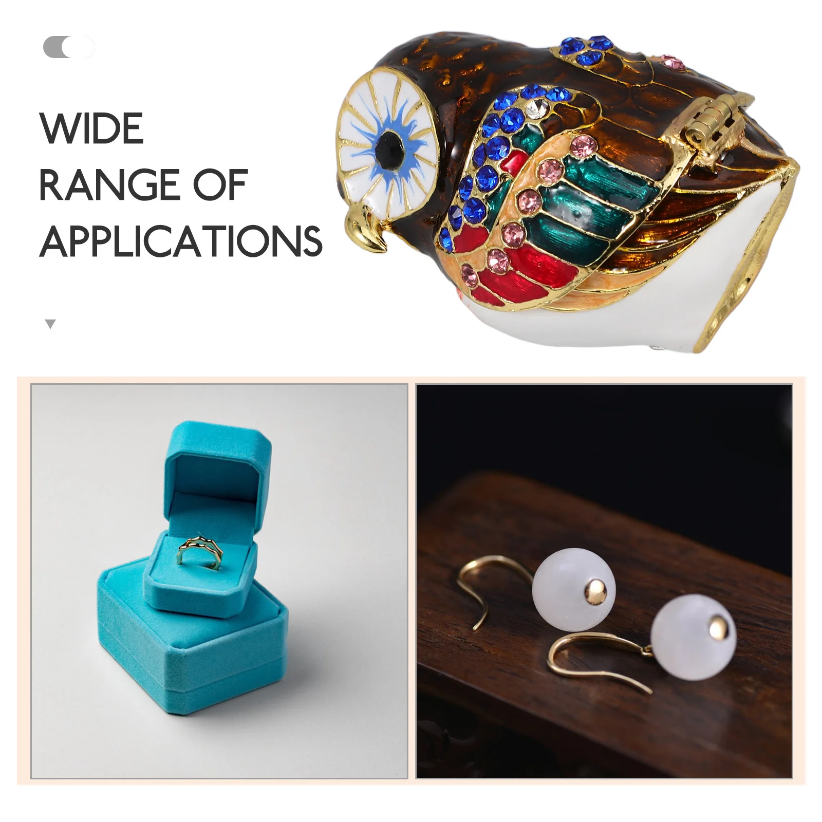 Scatola portaoggetti per gioielli Gufo Mini scatola per gingilli con diamanti Piccolo porta anelli Organizzatore Regalo Organizzatore di gioielli Custodia per gingilli con gufo