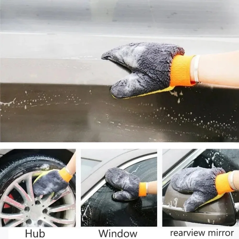 Autowaschhandschuh Kratzfrei Dick Doppelseitig Mikrofaser Coral Fleece Autowaschhandschuh für Autopflege