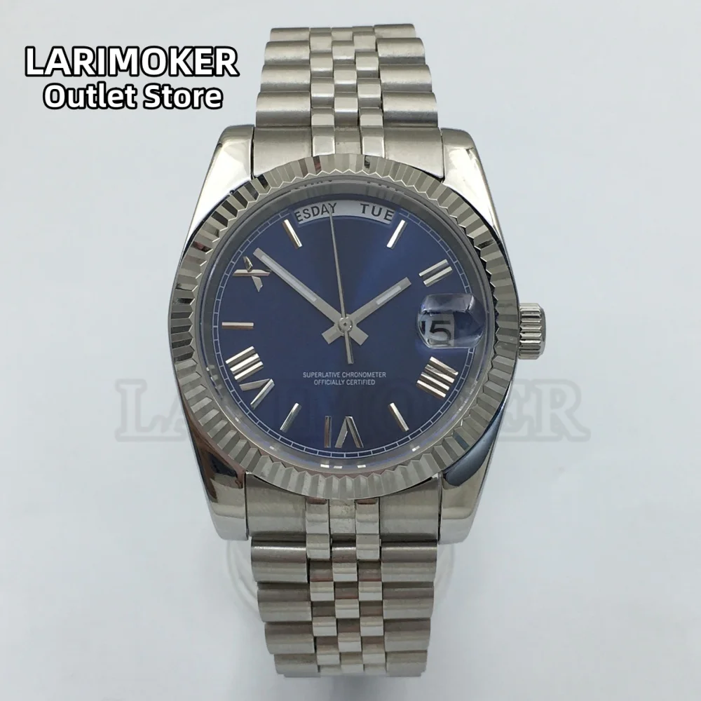 

LARIMOKER 36 мм/39 мм Miyota8285 механизм автоматические механические мужские часы синий циферблат сапфировое стекло дата водонепроницаемые наручные часы