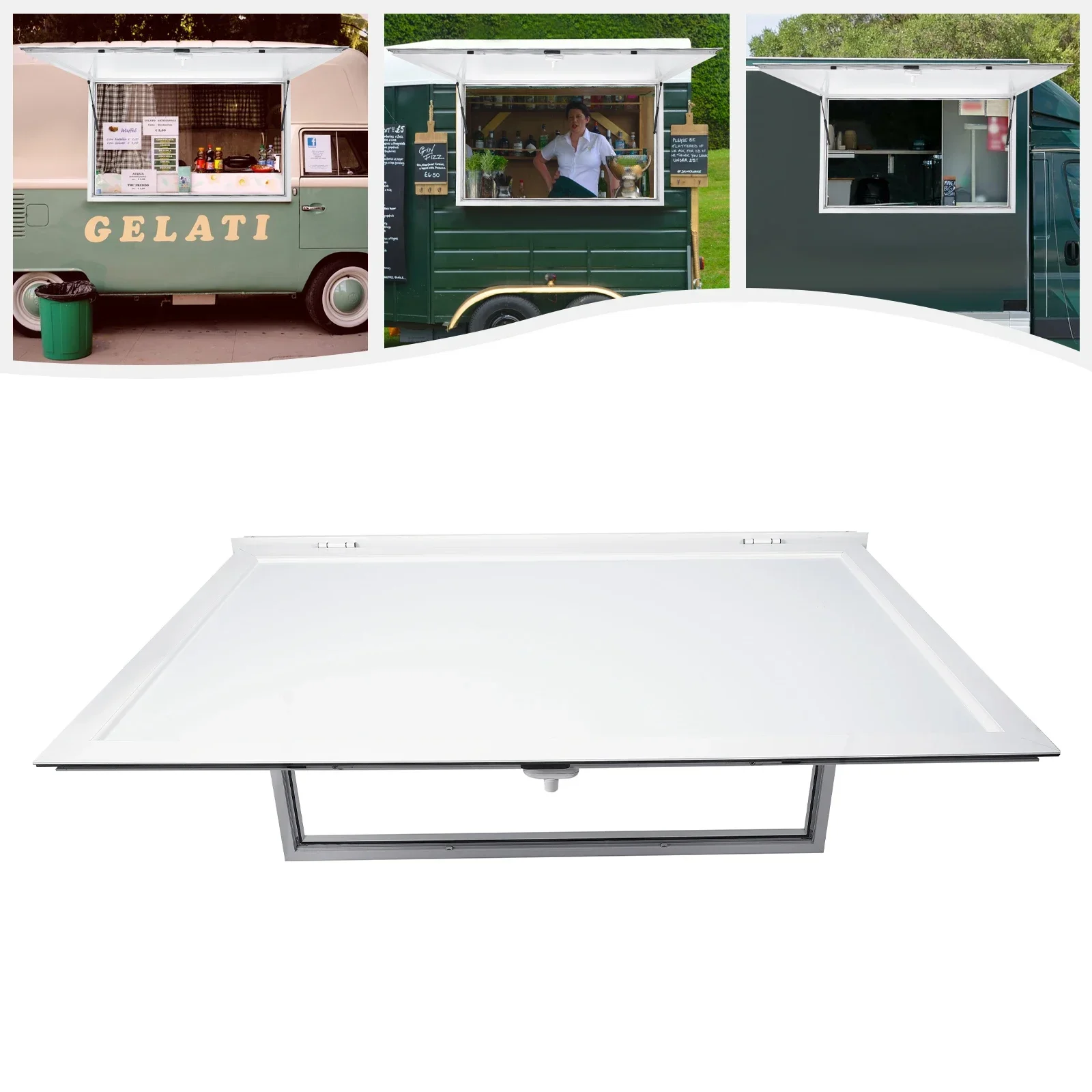 Food Truck Service Window 64x40inches Aluminum Alloy Concession Stand Serving Window for Food Trucks Motor Homes