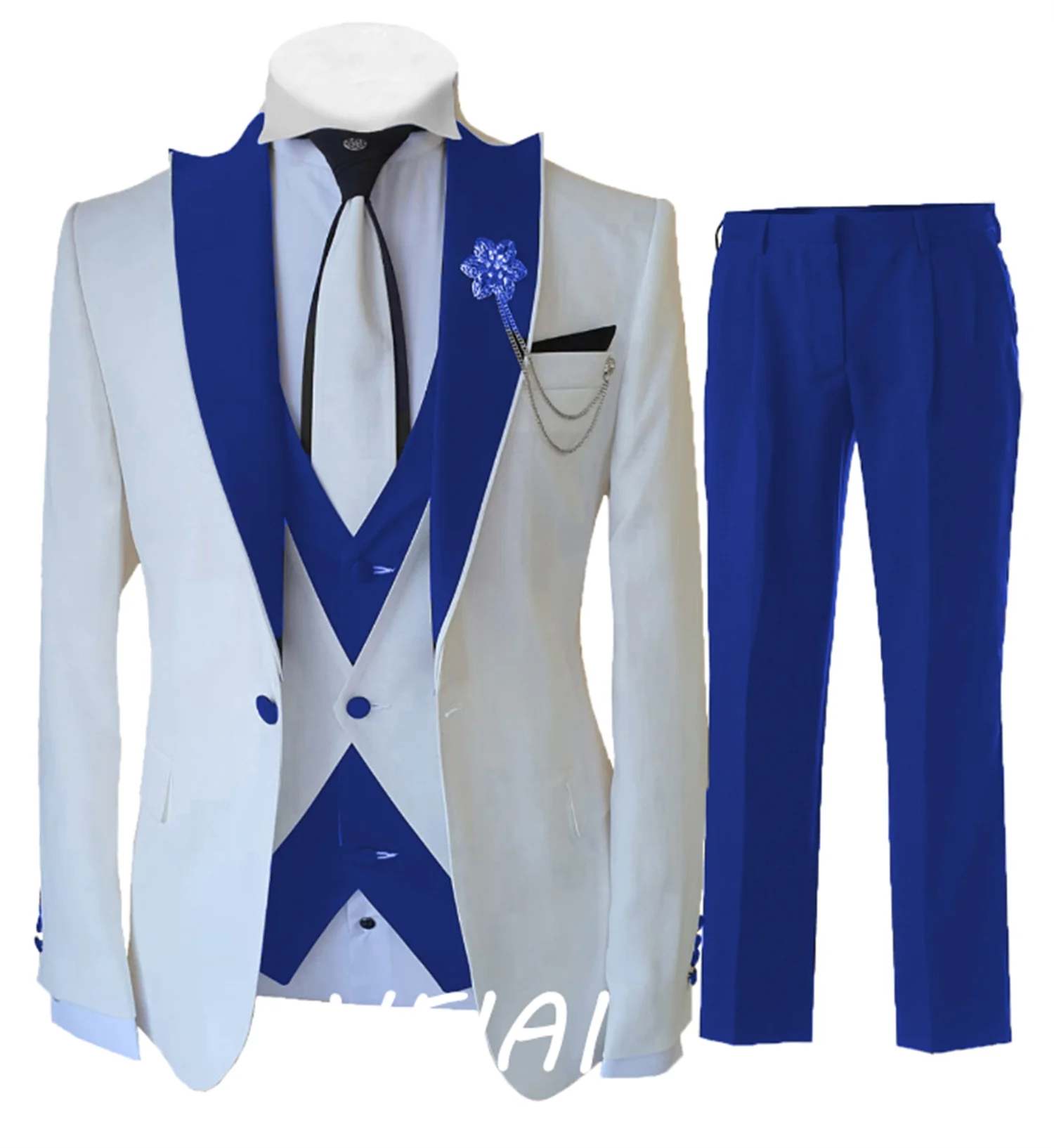 

CustomizedTailor-made White Suits For Men 3 Piece Set Slim Fit Formal Wedding Best Man Groom Tuxedo Fashion Luxury(Blazer+Vest+P