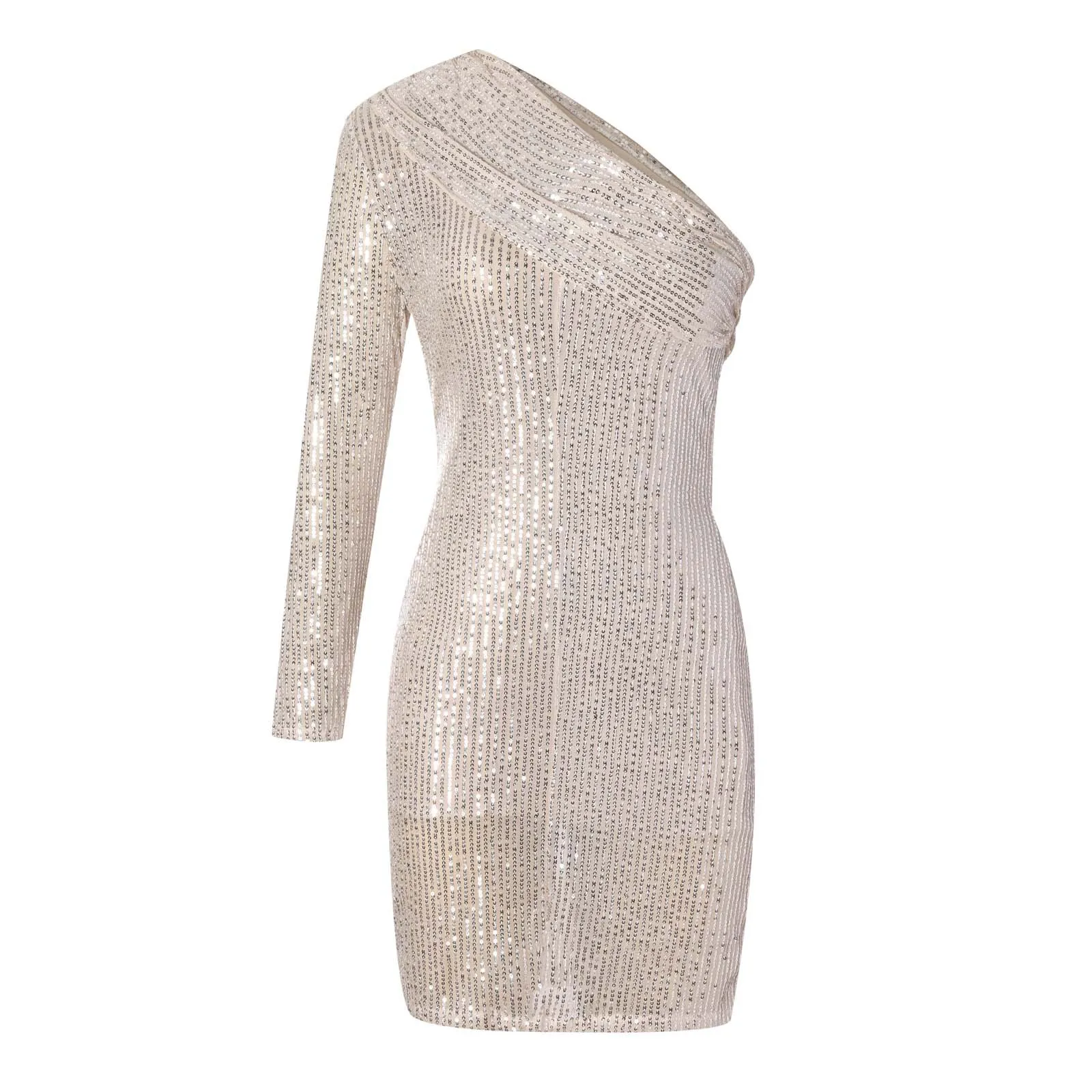 

Elegant Rucehd One Shoulder Short Sequined Formal Dress