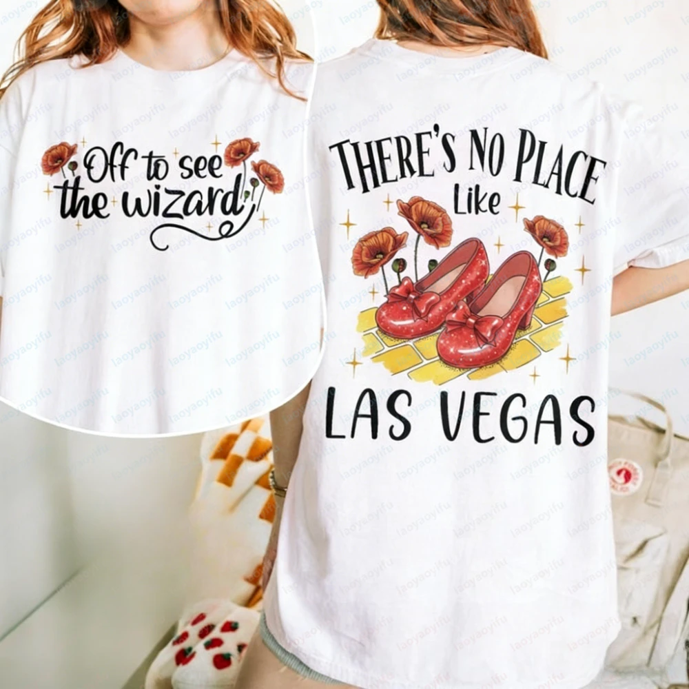 Off To See The Wizard Cotton T-Shirt No Place Like Las Vegas Tshirt Wizard Fan Tee Gift Yellow Brick Road To Emerald City Tops