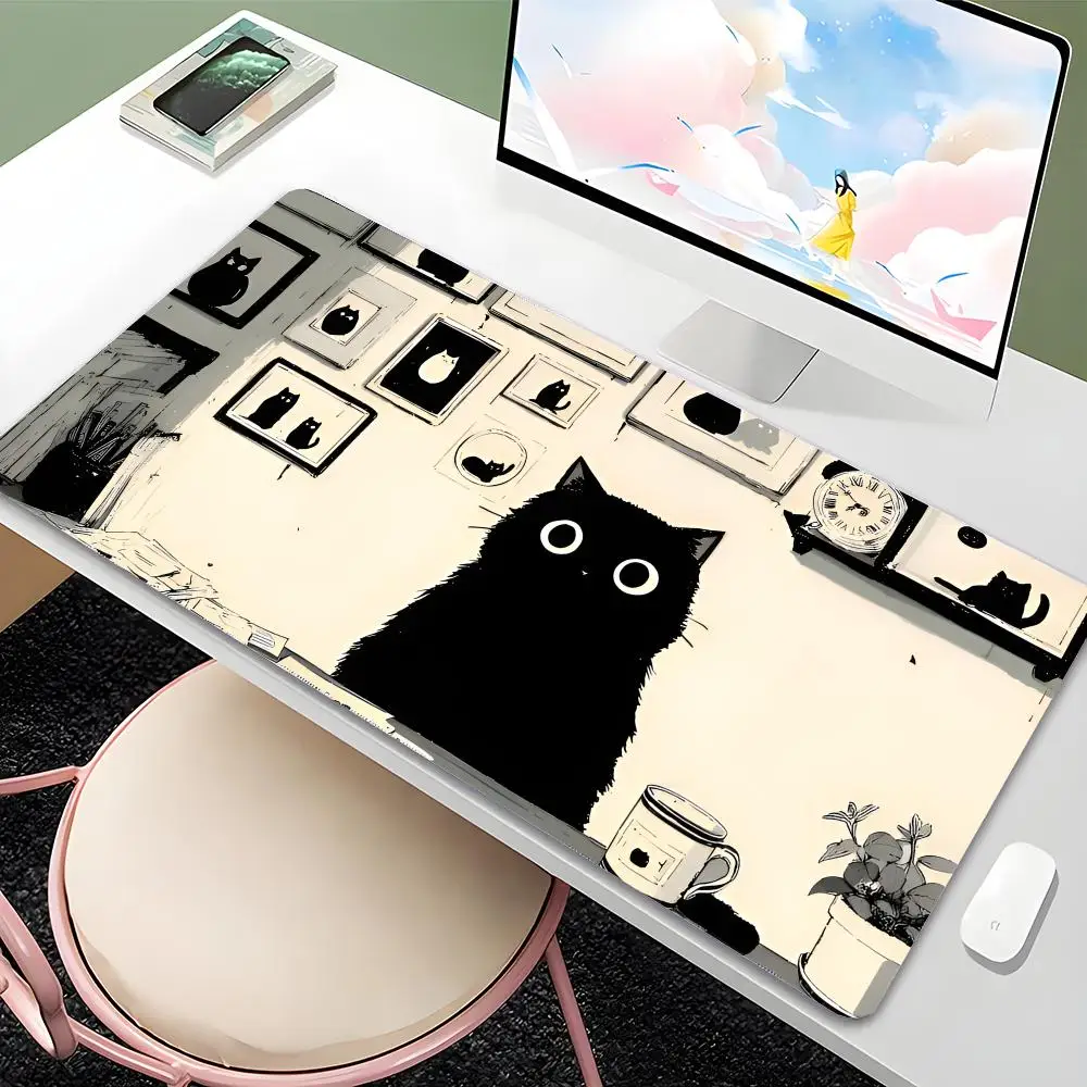 

Коврик для мыши с милым котом, большой коврик для компьютерного офисного игрового стола, XXL, резиновый противоскользящий коврик для игровой клавиатуры, длинный коврик для стола 900x400 мм