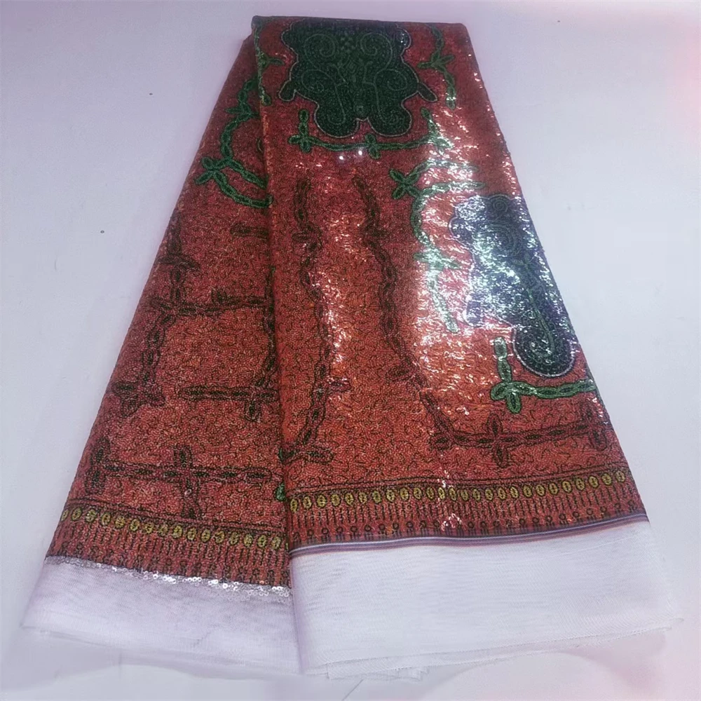 Encaje francés con lentejuelas, encaje de red africano brillante con tela de lentejuelas, encaje nigeriano para vestido de mujer, 5 yardas