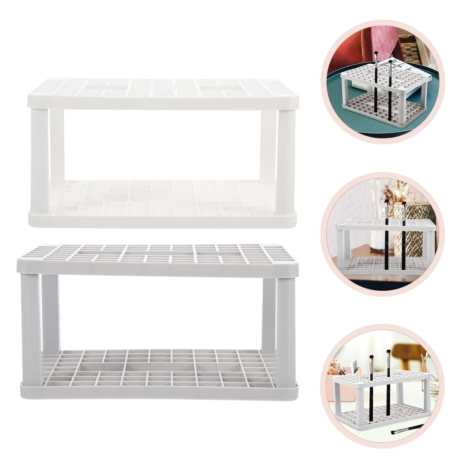 2개입 홀더 스타일리시 사각형 메이크업 브러시 랙 멀티 슬롯 도구 정리함 드로잉 페인팅 용품 페인트 브러시 홀더