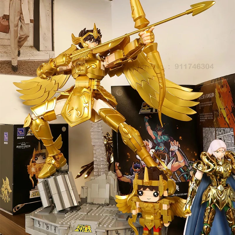 Classic Japan Anime Gold Saint Seiyas Building Brick Sagittarius Cloth Block Action Figures Assemble Model Toys Collection