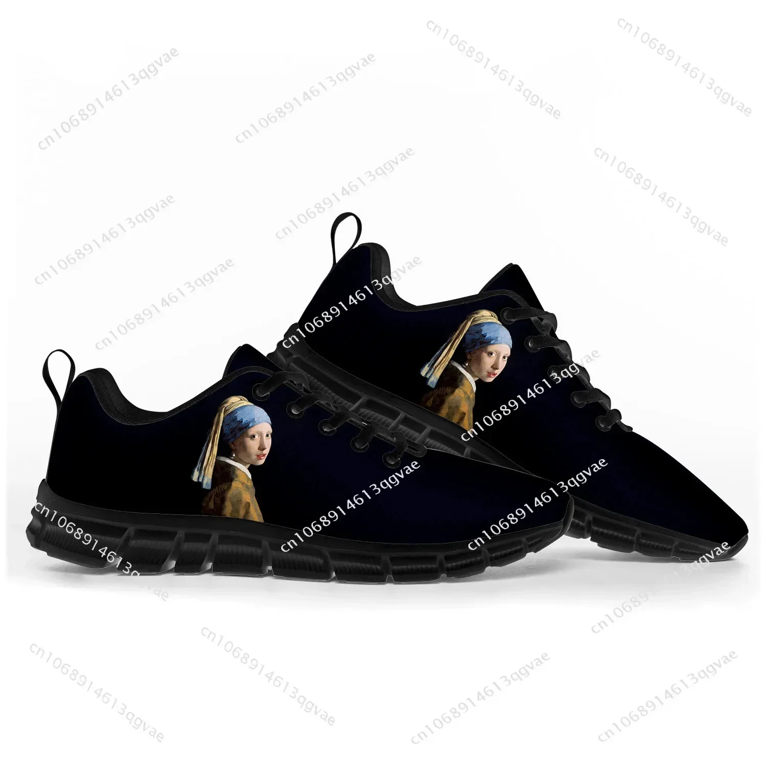 Zapatillas Deportivas con Diseño de Niña con un Pendiente de Perla, Zapatillas de Alta Calidad para Hombre y Mujer, Zapatillas Personalizadas para Parejas