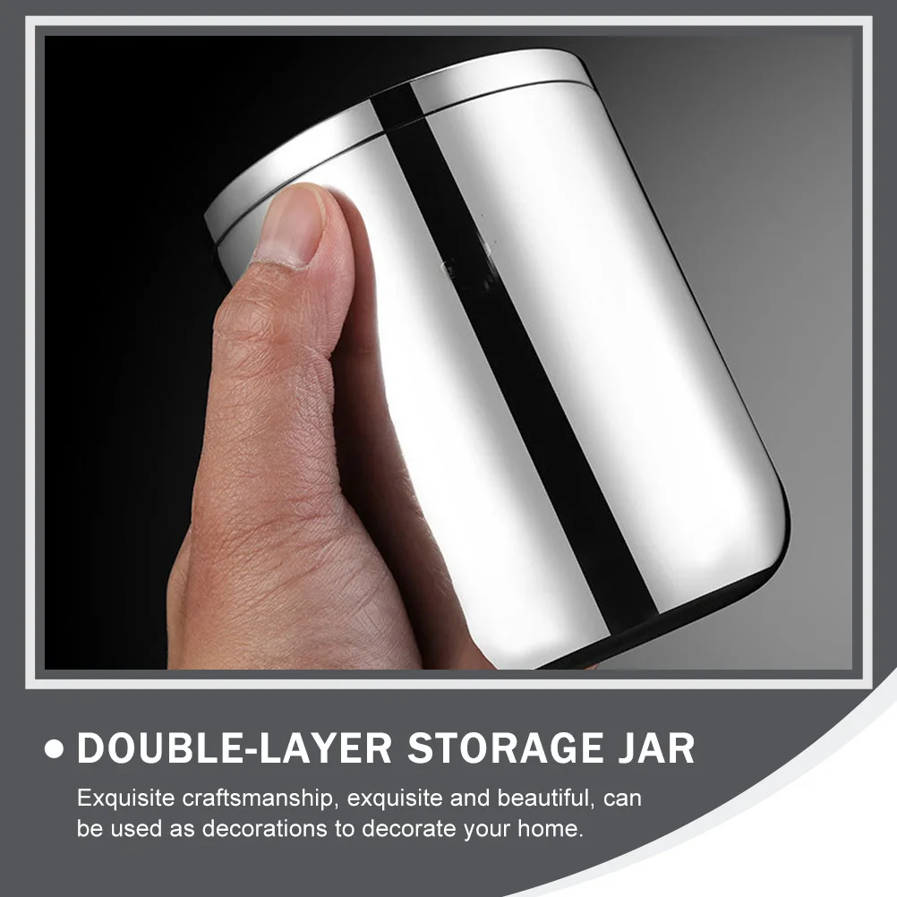 

1Pcs Double-Layer Stainless Steel Storage Box Tea Coffee Beans Grains Containers Home Decor Double-Layer Storage Jar