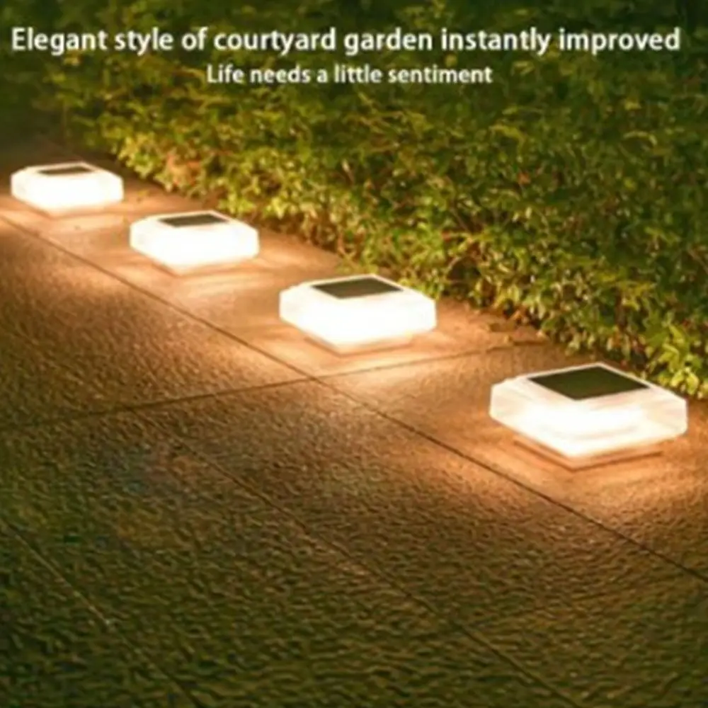 Waterproof Solar Post Light White / Warm Light Square Solar Column Headlight Lighting Solar Powered LED Pillar Cap Lights