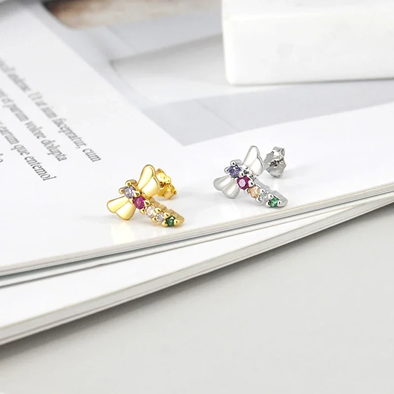 FLORATO 925 Sterling Silver Ear Needle Crystal Delicate Small Earring Insect Bee Stud Earrings for women Fashion Wedding Jewelry
