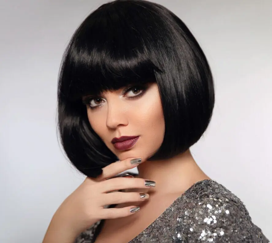 

Short Straight Bob Wig with Bangs Synthetic Hair Cosplay Daily Party Halloween