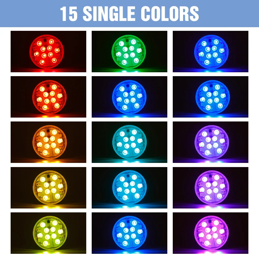 RGB Underwater Light LED Submersible Lamp Outdoors Garden Swimming Pool Halloween Decoration Party Pond Fountain Decor Lighting