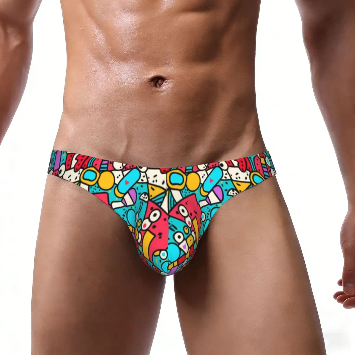 Sexy Man's Underwear Briefs Geometric Shapes Circles Riangles Men Underpants