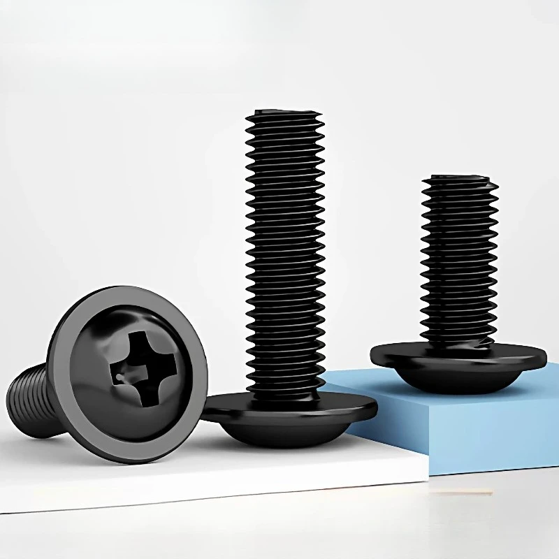 

M2~M6 Black 304 Stainless Steel Cross Recessed Pan Round Head With Washer PWM Padded Collar Screw Bolt