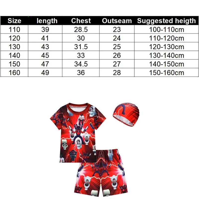 zz04zz12Boys Swimsuit Summer Kids Horror Game Figure Speakerman Swimming Clothes Skibidi Toilet Character Costume for Boys Birth