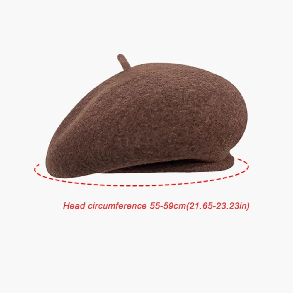 Elegant Wool Beret Cap Solid Color Rolled Edge British Top Hat Soft Winter Warm Fashion Fedoras