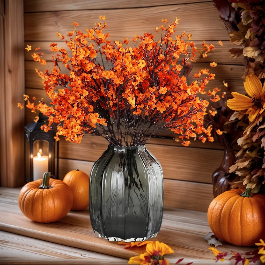 【セール中】3/1 個秋の赤ちゃんの息造花偽植物家庭用結婚式センターピーステーブル感謝祭パーティー秋の装飾