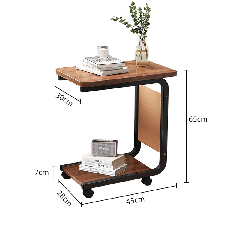 Simple Movable Sofa Side Table For Livingroom Bedroom C-Shaped Wood Small End Table Home Decor Storage Rack Bedside Table