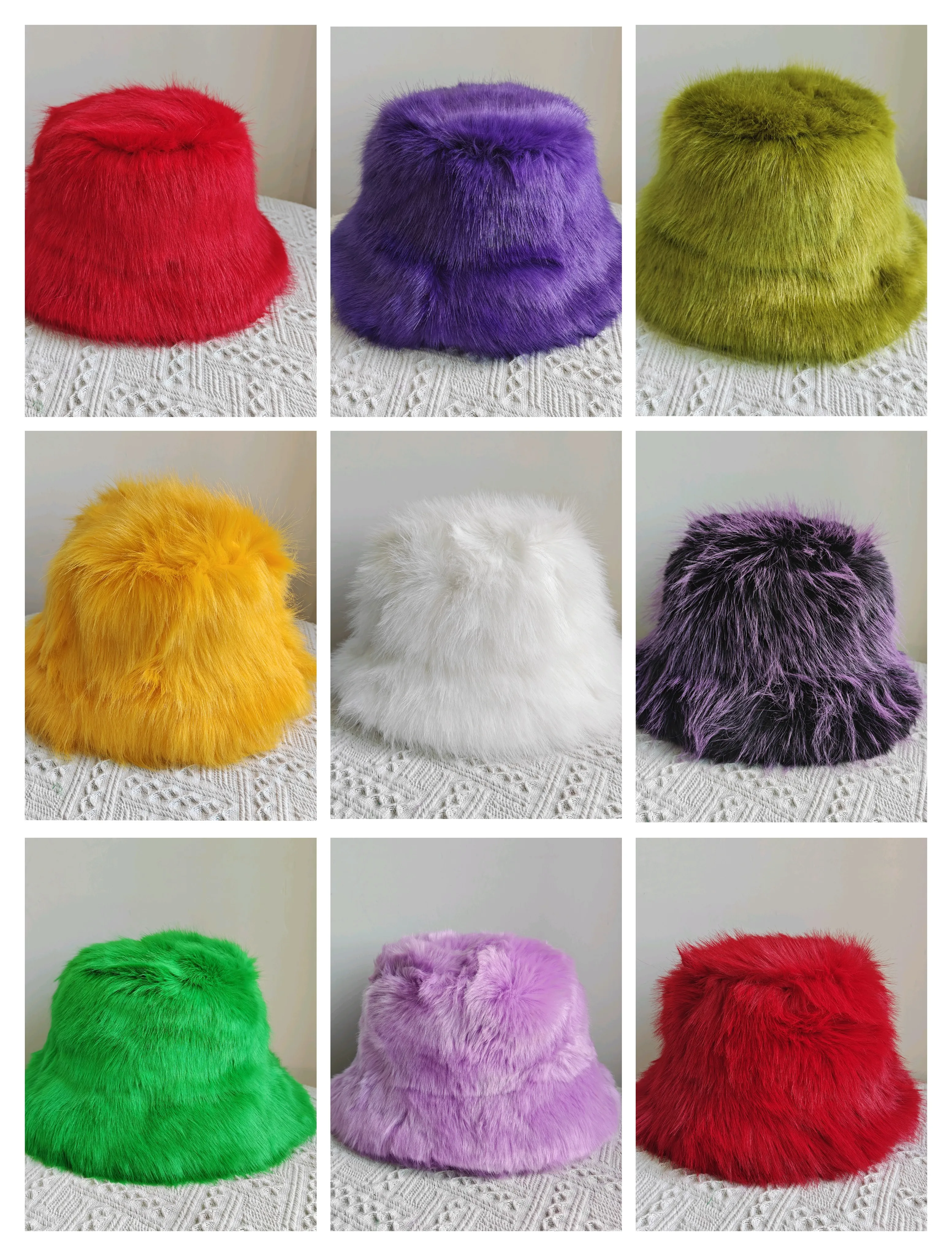 2025 Faux Fur Hat Women's Elegant Autumn and Winter Fur Fisherman Hat Korean Senior Warm Bucket Hat Colorful and Gorgeous Hat