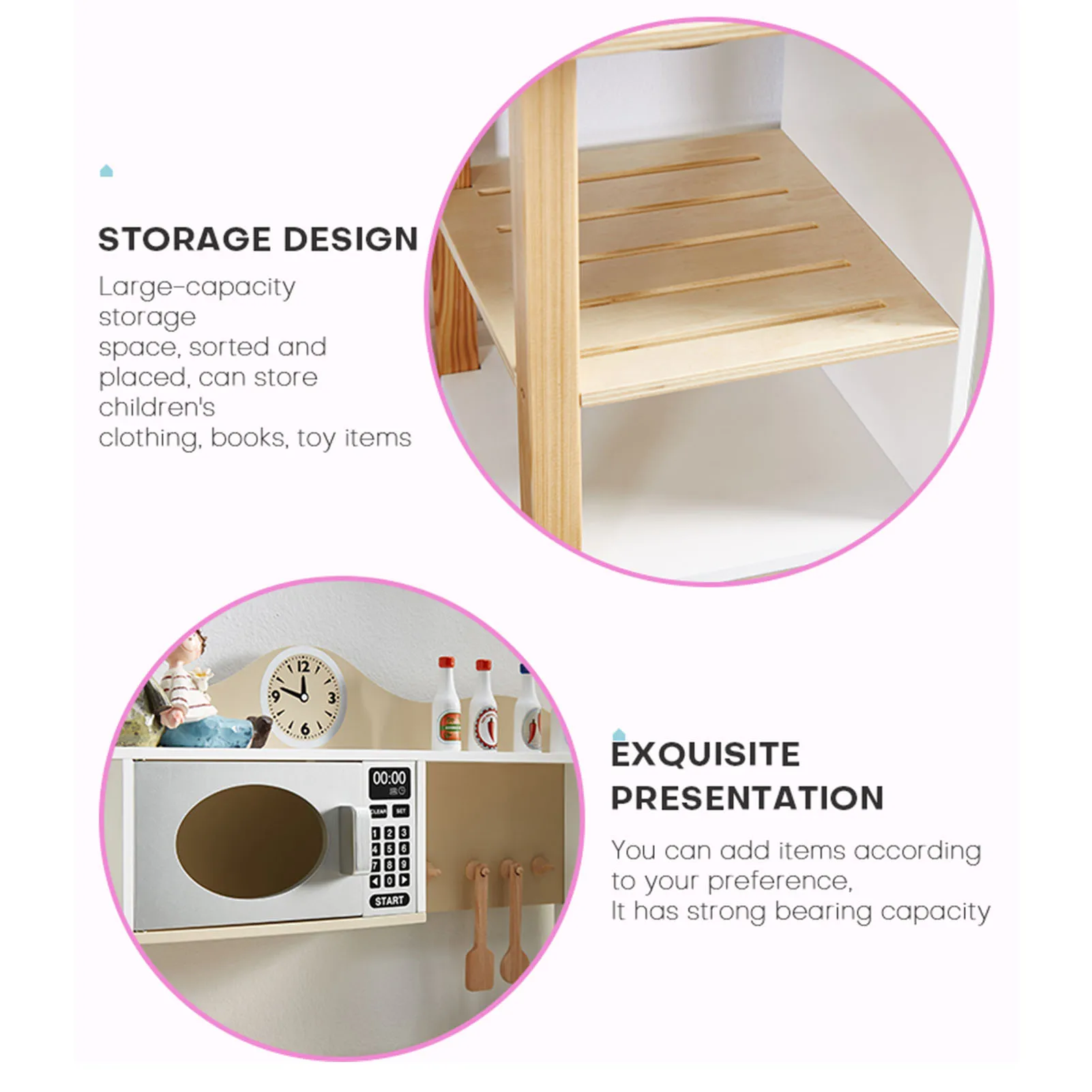 Holzspielküchenset Kinderküche Kochset Spielzeug Realistisches Kleinkindküchenspielset mit Ofen Geschirrspülbecken für Kinder