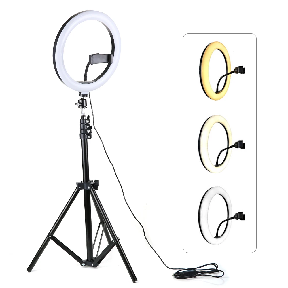 Anillo de luz LED Profesional para Selfie, lámpara de fotografía con soporte de brazo largo para cámara de teléfono, USB, Youtube, VK