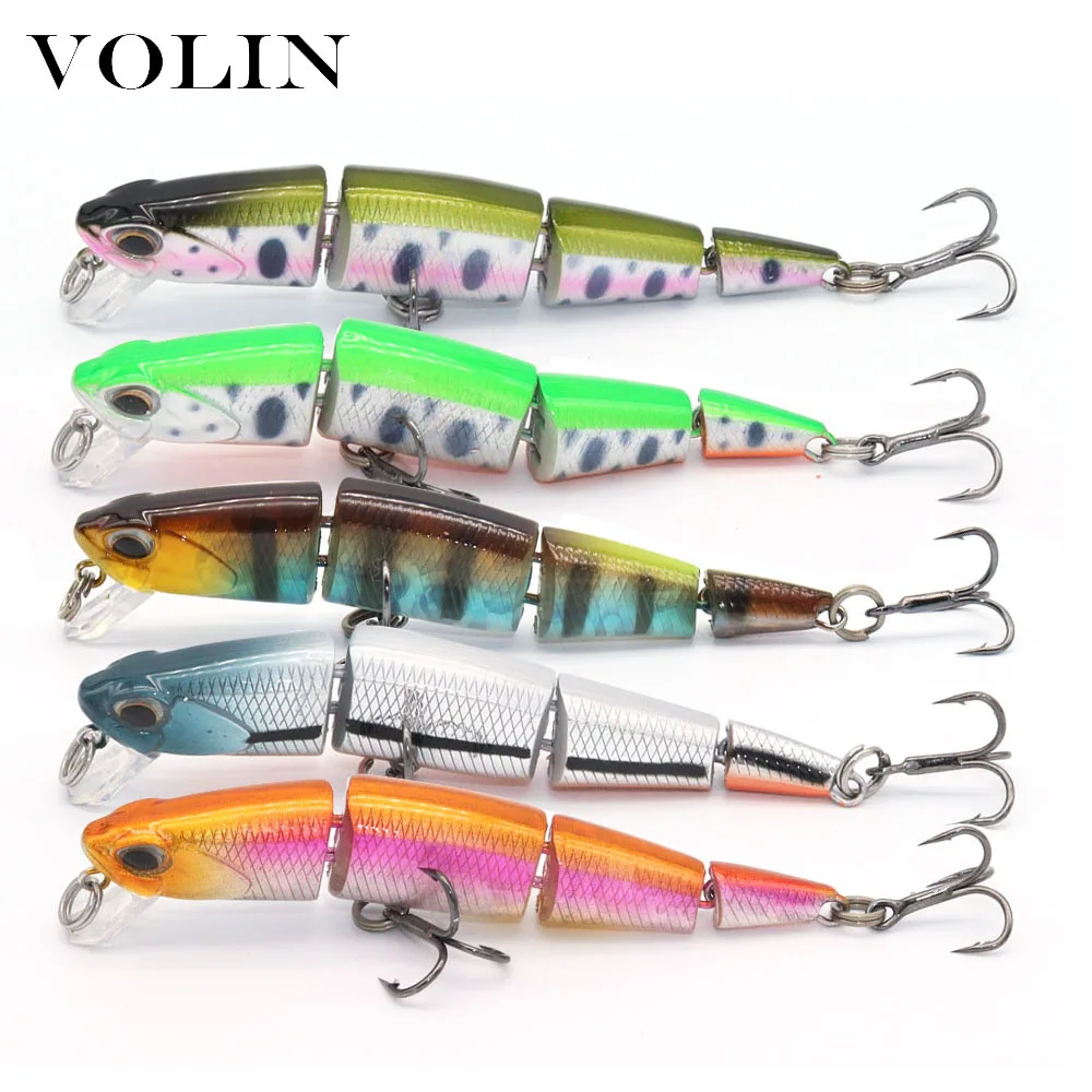 

Volin New 73mm 5.8g 4 Sections Minnow Lure Swimbait Jointed Sinking Fishing Lure Diving Multi Jointed Bait for Trout Bass Pike