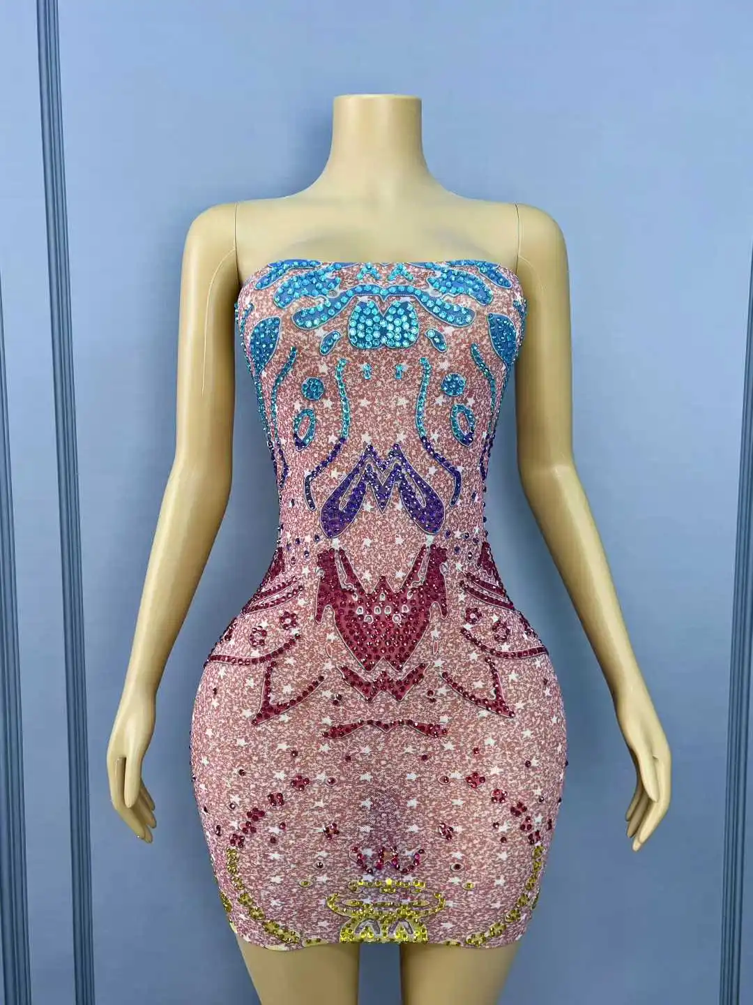 Vestido tubo Sexy con diamantes de imitación parpadeantes, vestido de cultivo para mujer, sesión de fotos de viaje diaria, noche de cumpleaños, alfombra roja, ropa de escenario