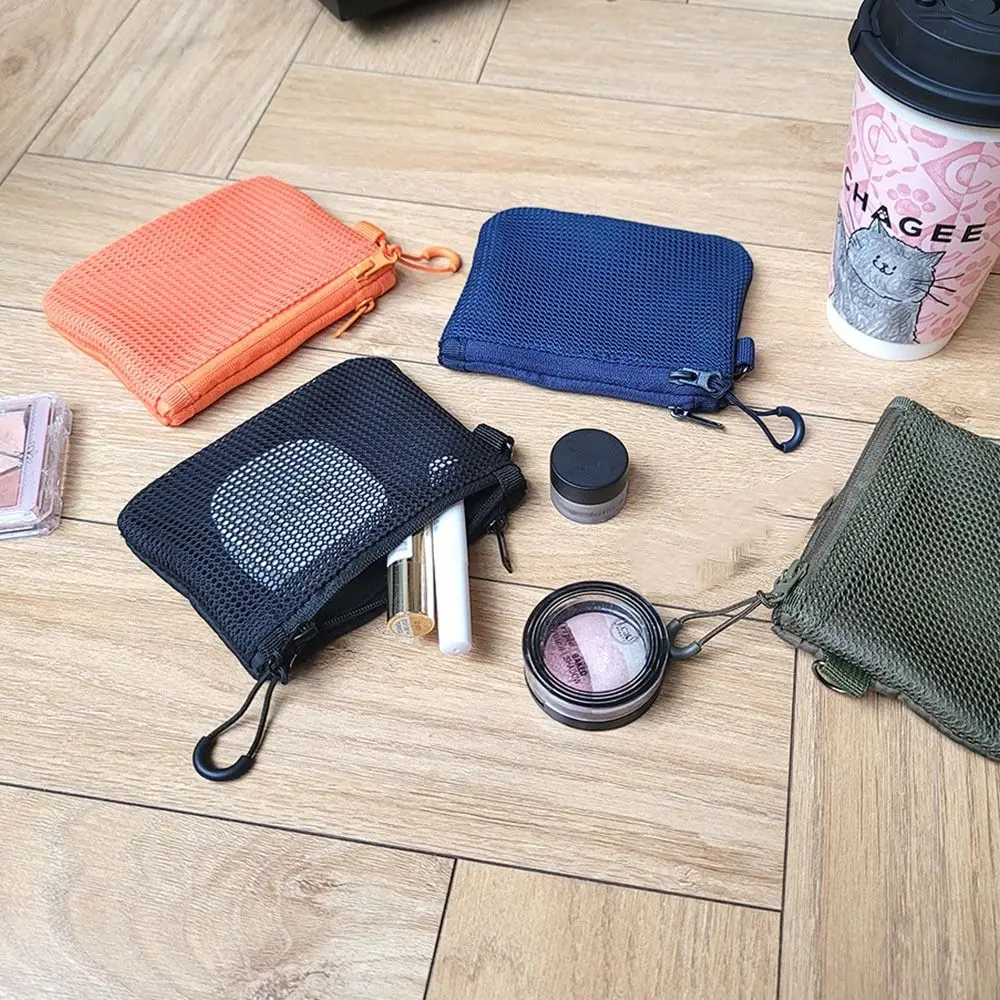 

Korean Style Mesh Storage Bag Candy Color Large Capacity Mini Coin Purse Reusable Space Saving Visible Makeup Pouch Travel