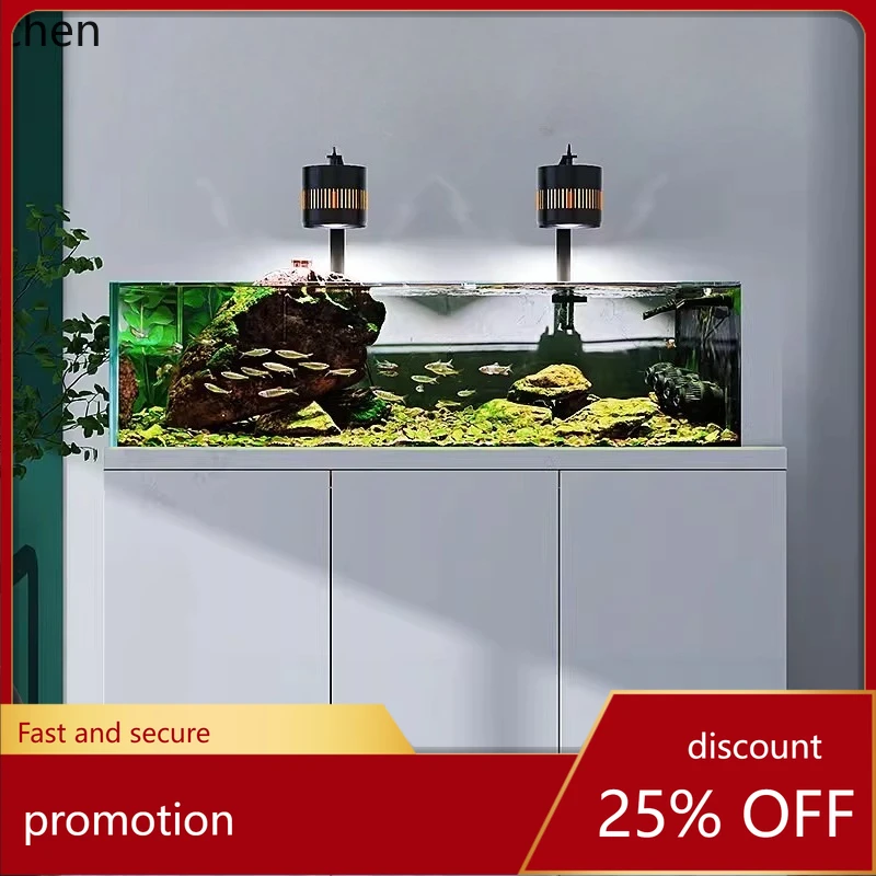 

ZML stream tank fish tank living room new ultra-white glass bottom filter fish tank