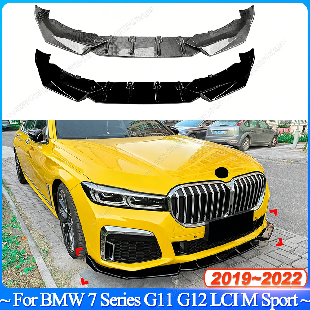

For BMW 7 Series G11 G12 LCI M Sport 2019-2022 Glossy Black Exterior Front Bumper Lip Spoiler Diffuser Splitter Body Kits Tuning