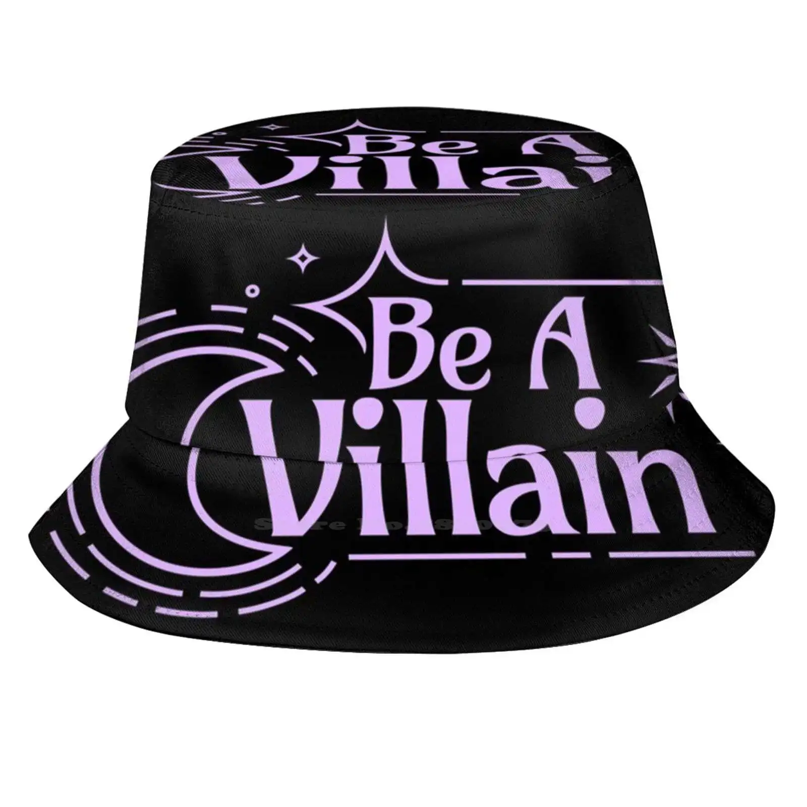 Be A Villain ( Lilac On Blk ) Uv Protection Foldable Bucket Hats Women Men Villain Caffinatedkitti Traumatizethemen Women