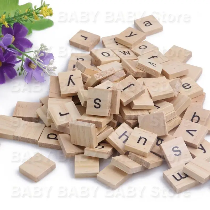 Q81A 100 chiếc bảng chữ cái bằng gỗ chữ cái màu đen cho đồ thủ công gỗ