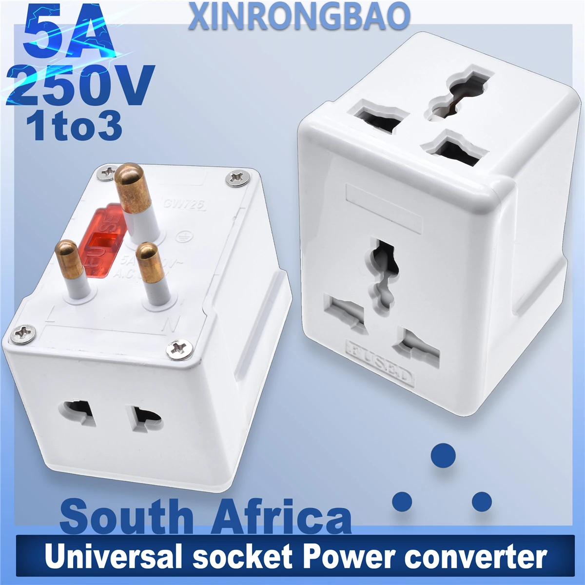 Small South Africa India Travel Adapter 5A 1to3 Electrical Plug Multi Outlet Conver AU/EU/US/South Africa Universal socket Fused