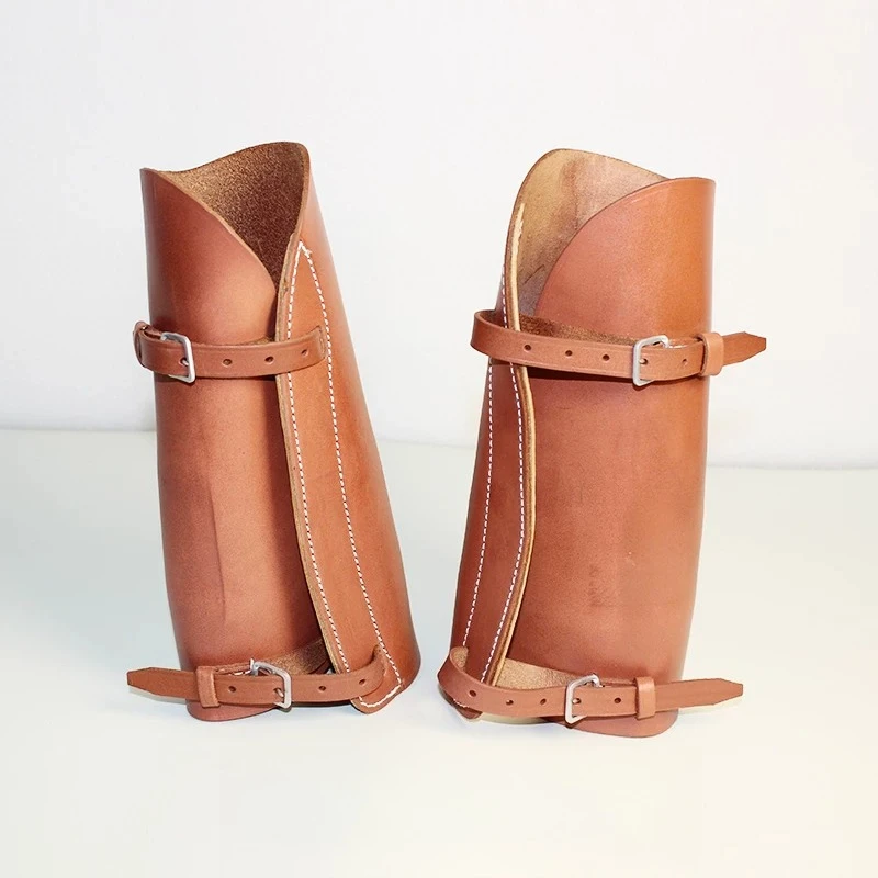 WW2 British Style Handmade Veg Tan Cowhide Puttees Military Cosplay Calf Leg Wraps Tactical Leg Guards ForHistorical Reenactment