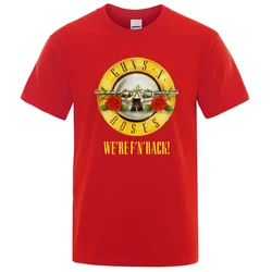 Guns N' Roses We'Re Back Metal Rock Style Clothing Men Vintage Cotton Streetwear Couple O-Neck T-Shirts Solid Color Summer Tops